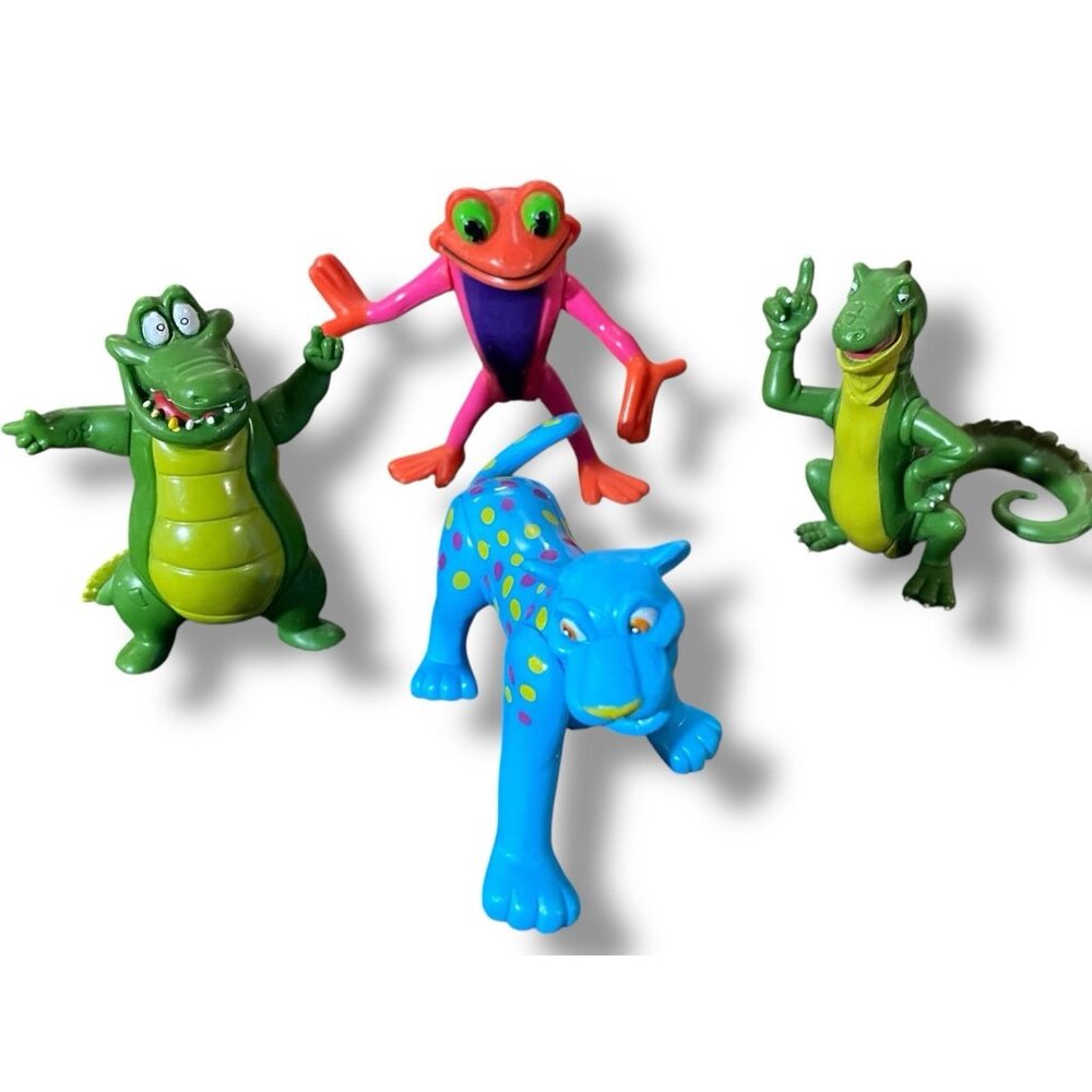 Rainforest Cafe Neon Animal Figures Wild Bunch Lot Frog Alligator Cheetah Lizard